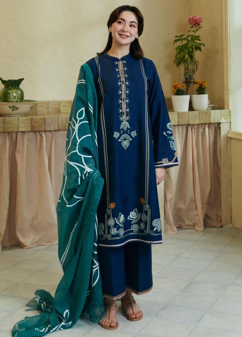 Ocean Breeze – 3-Piece Embroidered Lawn Suit with Printed Dupatta | Blue