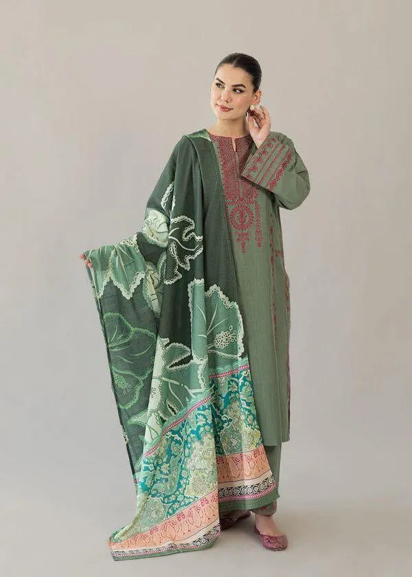 Elite Grace – 3-Piece Embroidered Lawn Suit with Digital Print Dobby Dupatta