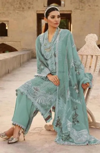 Silver Elegance – 3-Piece Chikankari Embroidered Lawn Suit with Net Dupatta | Grey