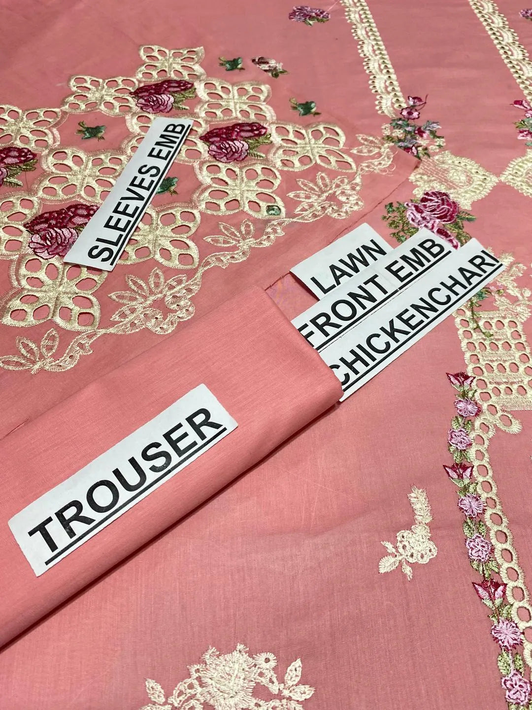 Blush Elegance – 3-Piece Chikankari Embroidered Lawn Suit with Net Dupatta | Pink