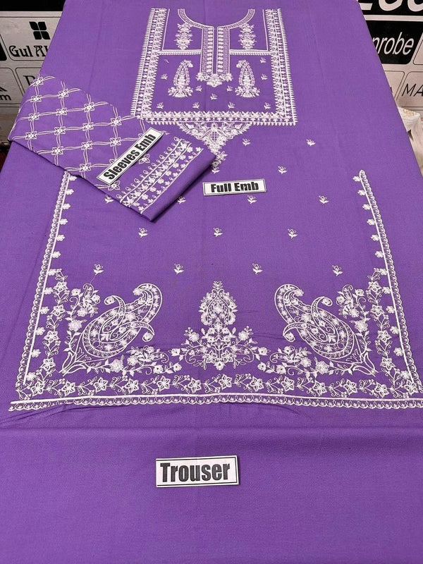 2-Piece Purple Embroidered Lawn Suit – Elegant Festive Ensemble