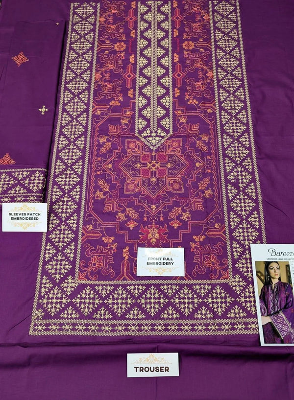 2-Piece Purple Embroidered Lawn Suit – Elegant & Sophisticated Style