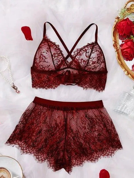 Women’s Net Lace Nightwear Set – Lightweight Comfortable Sleepwear