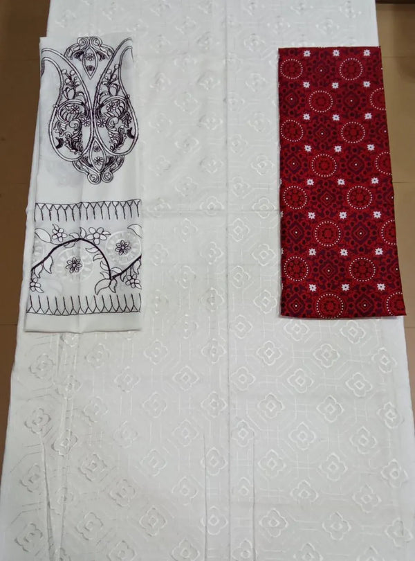 2-Piece Off-White Embroidered Lawn Suit – Elegant Festive Wear