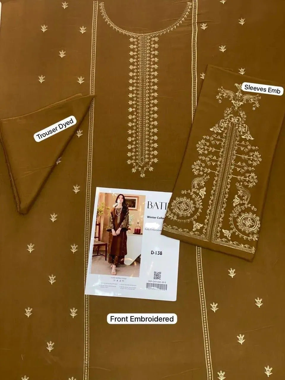 Assling 2-Piece Embroidered Lawn Set – Brown