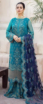 3-Piece Embroidered Lawn & Bamber Suit – Elegant Eid Collection