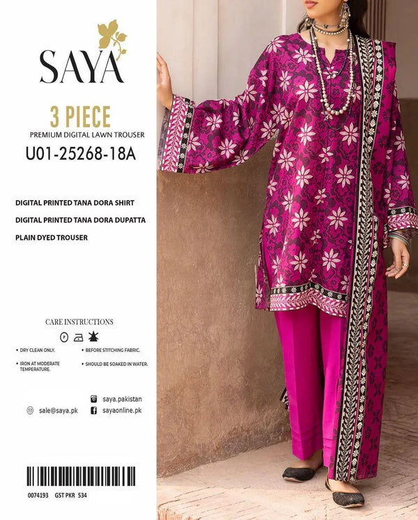 3-Piece Purple Printed Lawn Suit – Elegant Eid Collection