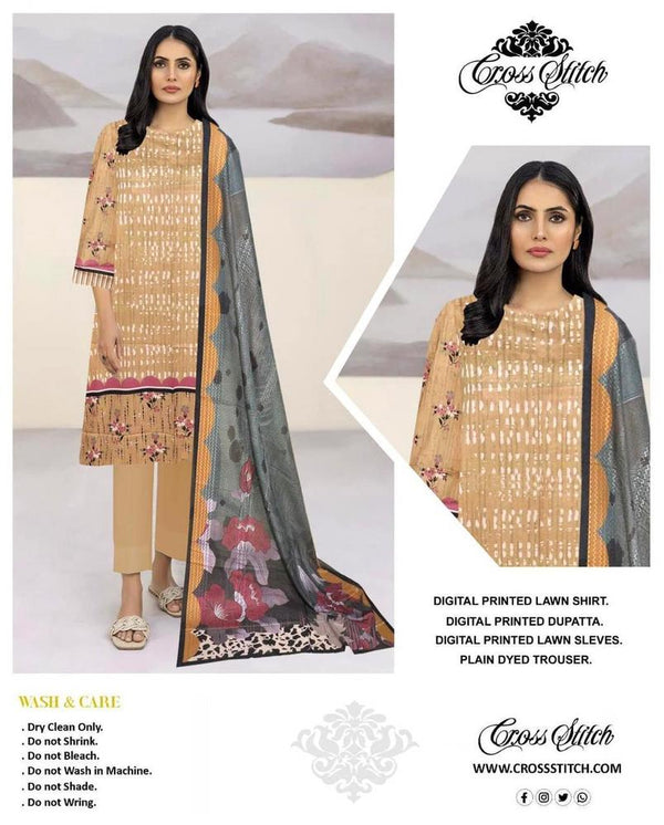 3-Piece Digital Print Lawn Suit – Summer Luxe Collection