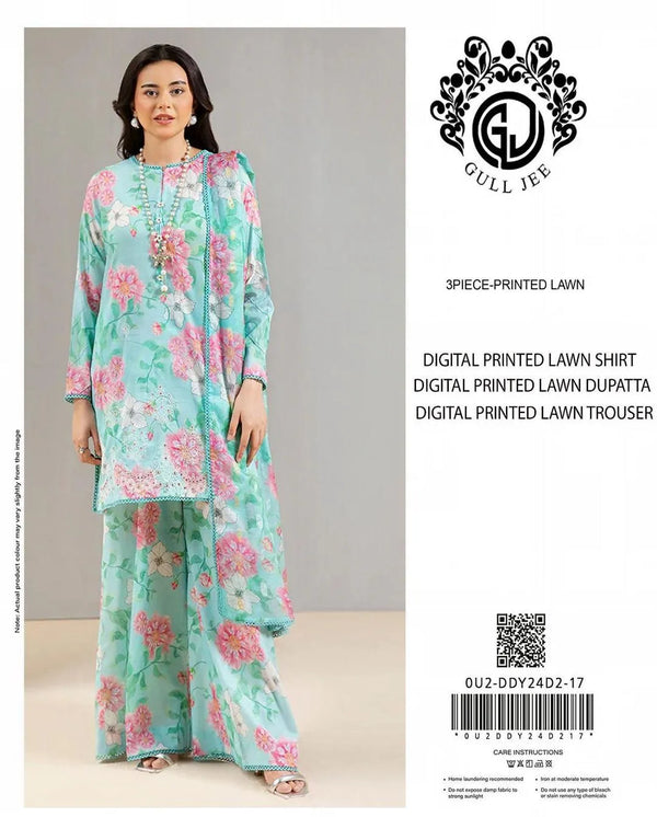 3-Piece Blue Printed Lawn Suit – Eid Special Edition